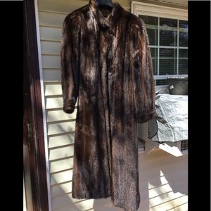 Full length Mahogany ranch mink coat 51 inch long